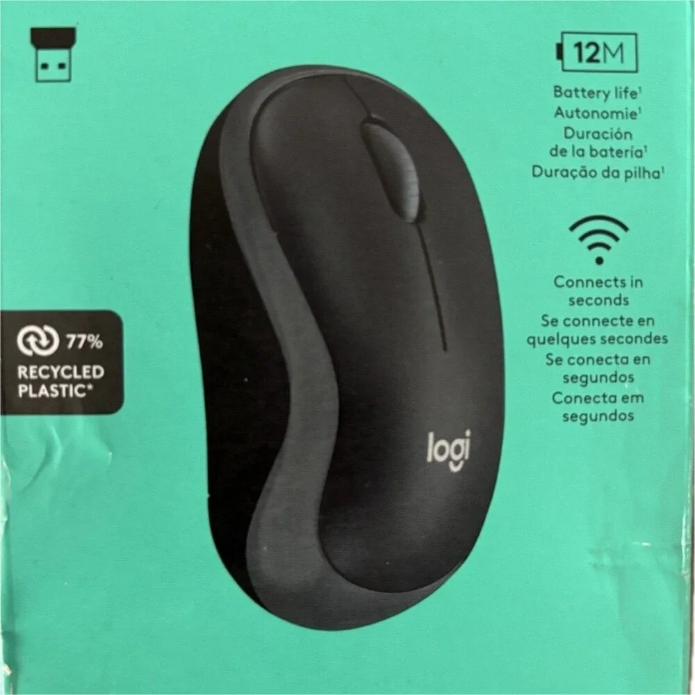 Logitech M185 Wireless Optical Mouse Black, 12 Month Battery, 10m Range
